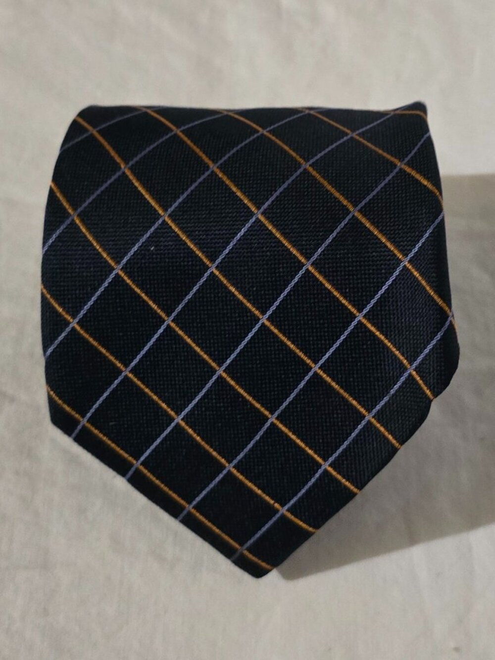Franco Bassi Made in Italy 100% Silk Necktie - Blue Gold Diamond